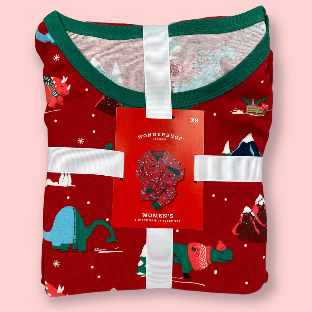 NWT Wondershop Sz XS Target Cotton Christmas Dinosaur Pajamas